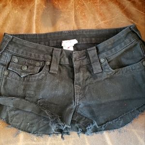 Womens True Religion Billy Seat cutoff shorts, Size 26, all black, distressed